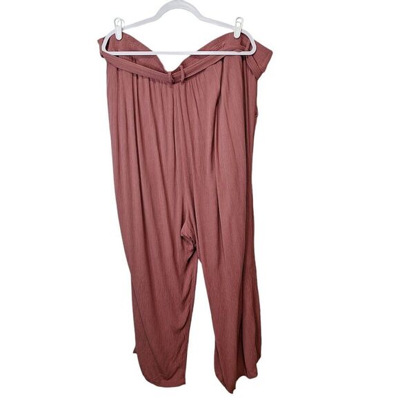 Torrid Womens Size 5 5X Mauve Color Wide Leg Rayon Pull On Pants Lined Tie Belt - Picture 2 of 10